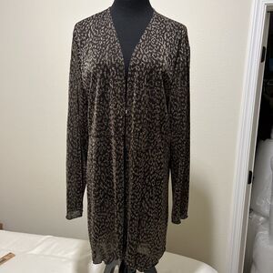 Travelers By Chico’s Sheer Robe Duster Boho Black Gold Metallic Sz 3 XL